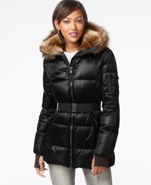 S13/nyc Faux-fur-hood Belted Down Puffer Coat