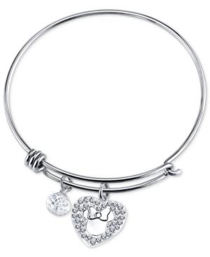 Disney Minnie Crystal Charm Bracelet In Stainless Steel