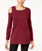Alfani Asymmetrical Cold-shoulder Sweater, Created For Macy's