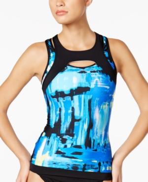 Calvin Klein Cutout Illusion Active Tankini Top Women's Swimsuit
