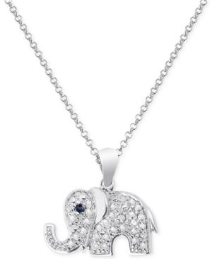 Victoria Townsend Black Diamond Accent Elephant Necklace In Sterling Silver