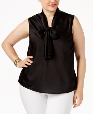 Nine West Plus Size Tie-neck Top