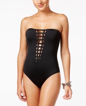 Bar Iii Plunging Lattice One-piece Swimsuit, Only At Macy's Women's Swimsuit