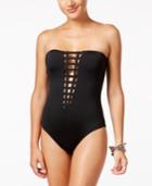 Bar Iii Plunging Lattice One-piece Swimsuit, Only At Macy's Women's Swimsuit