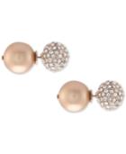 Nina Swarovski Pearl Pave & Polished Ball Stud Front & Back Earrings, Created For Macy's