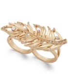 Thalia Sodi Gold-tone Crystal Feather Double-finger Ring, Only At Macy's