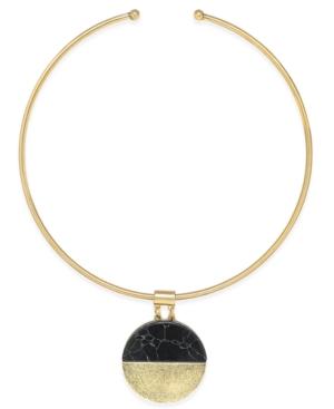 Gold-tone Tubular Demi-stone Choker Necklace