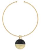 Gold-tone Tubular Demi-stone Choker Necklace