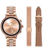Fossil Q Women's Venture Rose Gold-tone Stainless Steel Bracelet Touchscreen Smart Watch 40mm Gift Set