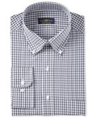 Club Room Men's Estate Classic/regular Fit Wrinkle Resistant Charcoal Gingham Dress Shirt, Only At Macy's