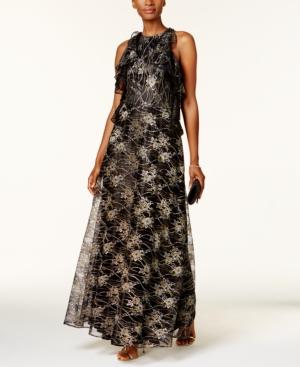 Tahari Asl Metallic Lace Gown