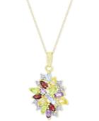 Multi-gemstone (2-1/8 Ct. T.w.) And Diamond Accent Cluster Pendant Necklace In 18k Gold-plated Sterling Silver