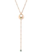 Lucky Brand Rose Gold-tone Blue Stone Lariat Necklace