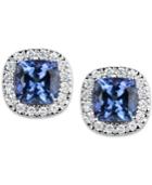 Tanzanite (1-1/5 Ct. T.w.) And Diamond (1/6 Ct. T.w.) Stud Earrings In 14k White Gold