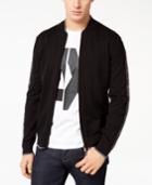 Armani Exchange Men's Zip-front Cardigan With Logo Taping