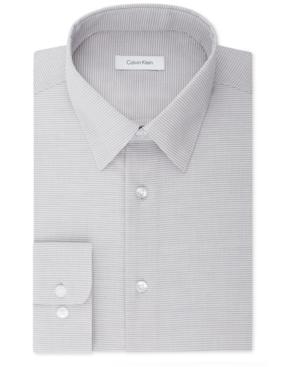 Calvin Klein Men's Classic Fit Non-iron Performance Gray Stripe Dress Shirt