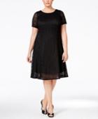 Sl Fashions Plus Size Metallic Chevron Lace Dress
