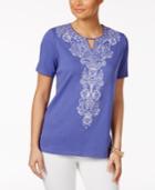 Alfred Dunner Reel It In Embroidered Beaded Top