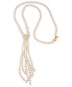 Carolee Gold-tone Imitation Pearl Tassel Necklace