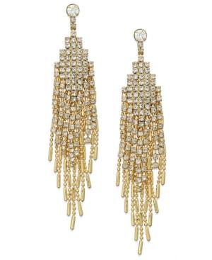 Charter Club Gold-tone Crystal Chain Drop Earrings