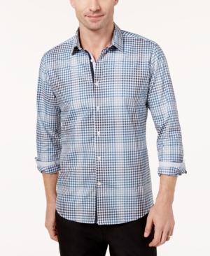 Ryan Seacrest Distinction Men's Blue Check Woven Modern-fit Shirt, Created For Macy's
