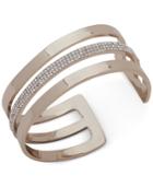 Dkny Gold-tone Pave Triple-row Cuff Bracelet