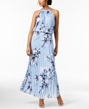 Msk Pleated Blouson Halter Gown