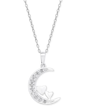 Diamond Moon Pendant Necklace (1/10 Ct. T.w.) In Sterling Silver