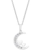 Diamond Moon Pendant Necklace (1/10 Ct. T.w.) In Sterling Silver