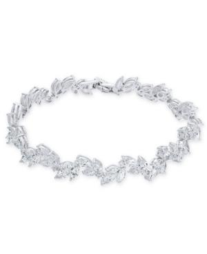 Danori Silver-tone Crystal Flower Flex Bracelet, Created For Macy's