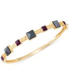 Sis By Simone I Smith Purple Crystal And Hematite Bangle Bracelet In 14k Gold Over Sterling Silver