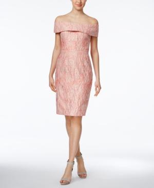 Calvin Klein Off-the-shoulder Brocade Sheath Dress