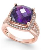 Amethyst (7 Ct. T.w.) And White Topaz (2/5 Ct. T.w.) Ring In 14k Rose Gold-plated Sterling Silver