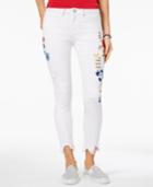 Indigo Rein Juniors' Embellished Ripped Skinny Ankle Jeans