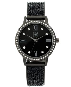 Inc International Concepts Women's Gunmetal And Jet Crystal Stone Glitter Bracelet Watch 34mm, Only At Macy's