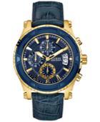 Guess Men's Chronograph Blue Croc-embossed Leather Strap Watch 46mm U0673g2