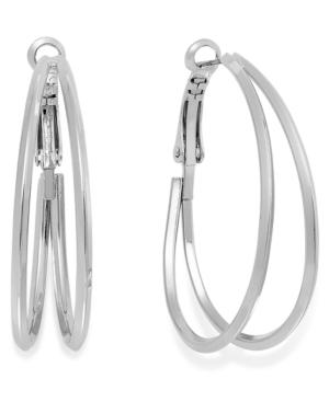 Charter Club Silver-tone Open Oval Double Hoop Earrings