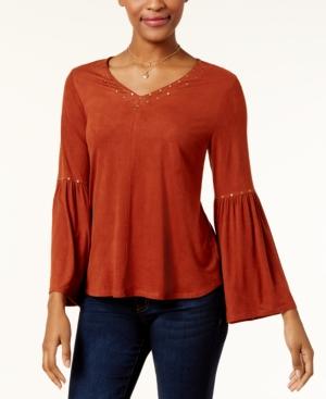 Style & Co Studded Faux-suede Top, Created For Macy's