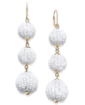 Inc International Concepts Gold-tone Colored Bead Triple Drop Earrings, Created For Macy's