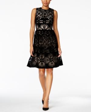 Tommy Hilfiger Velvet Lace Fit & Flare Dress, A Macy's Exclusive Style