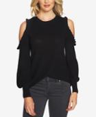 1.state Cotton Cold-shoulder Bubble-sleeve Sweater