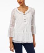 Style & Co Lantern-sleeve Peasant Top, Only At Macy's
