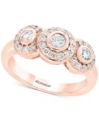 Pave Rose By Effy Diamond Triple Halo Ring (5/8 Ct. T.w.) In 14k Rose Gold