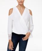 Bcx Juniors' Surplice Cold-shoulder Top