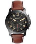 Fossil Men's Chronograph Grant Light Brown Leather Strap Watch 44mm Fs5241