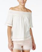 Roxy Juniors' Hey Tonight Crochet-trim Off-the-shoulder Top