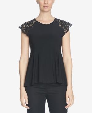 Cece Lace Cap-sleeve Swing Top