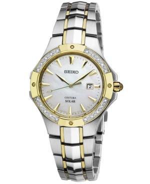 Seiko Women's Coutura Solar Diamond Accent Two-tone Stainless Steel Bracelet Watch 29mm Sut124