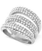 Vince Camuto Silver-tone Triple Bar Pave Statement Ring