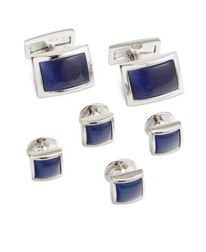 Ryan Seacrest Distinction Men's Rhodium Royal Blue Cufflinks & Inserts Set, Only At Macy's